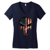 skull us flag Women's V-Neck T-Shirt