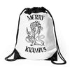 merry krampus Drawstring Bags