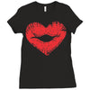 lip print heart Ladies Fitted T-Shirt