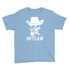 outlaw cow boy motor bike Youth Tee