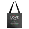 Love Actually Is All Around Ugly Christmas for dark Tote Bags