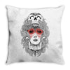 girl and skull Throw Pillow