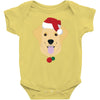 golden retriever dog with red santa's hat Baby Bodysuit