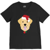 golden retriever dog with red santa's hat V-Neck Tee