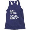 eat sleep cycle repeat Racerback Tank