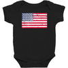 t-rex vintage american flag Baby Bodysuit