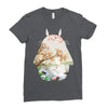 Totoro With Japanese Landscape Ladies Fitted T-Shirt