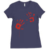 bloody hand print funny zombie kill undead blood horror killer Ladies Fitted T-Shirt