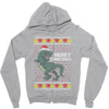 ugly dinosaur merry christmas Zipper Hoodie