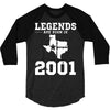 legends are born in 2001 hoodie 9 3/4 Sleeve Shirt