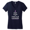 Keep Calm And Light It Up Lavender (For General Cancer Awareness) Women's V-Neck T-Shirt