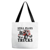 still plays with trucks family matching Tote Bags