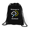 scottish weather Drawstring Bags
