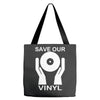 save our vinyl dj club Tote Bags