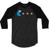 funny 80s pacman cookie monster retro gaming 3/4 Sleeve Shirt