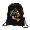 American Flag Q Fire Drawstring Bags
