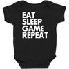 eat sleep game repeat Baby Bodysuit