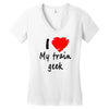 i love my train geek Women's V-Neck T-Shirt
