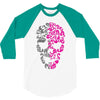 two coloured patterned skull   mens funny 3/4 Sleeve Shirt