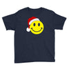 smiley face wears santa hat merry christmas Youth Tee
