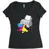 puker printer Women's Triblend Scoop T-shirt
