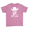 outlaw cow boy motor bike Youth Tee