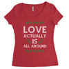 Love Actually Is All Around Ugly Christmas for dark Women's Triblend Scoop T-shirt