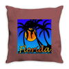 florida palm trees sunset Throw Pillow