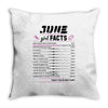 June Girl Facts Cancer Throw Pillow