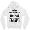 never underestimate an old man who was born in may Zipper Hoodie