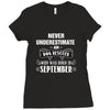 never underestimate an old man who was born in september Ladies Fitted T-Shirt
