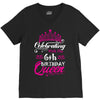 Celebrating With the 6th Birthday Queen V-Neck Tee