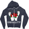 equality white Zipper Hoodie
