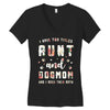 i have two titles aunt and dogmom and i rock them both with roses Women's V-Neck T-Shirt