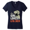 This Girl Loves Her Golden Women's V-Neck T-Shirt