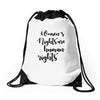 women's rights are human rights Drawstring Bags