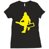 sasquatch guitar gear  funny bigfoot yeti comic monster retro Ladies Fitted T-Shirt