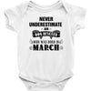never underestimate an old man who was born in march Baby Onesie