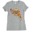 women's sugar skull purple Ladies Fitted T-Shirt