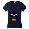 witch cat Women's V-Neck T-Shirt