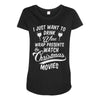 drink wine &amp; watch christmas movies Maternity Scoop Neck T-shirt