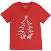 lit af christmas tree V-Neck Tee