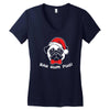 bah hum pug scrooge grinch christmas Women's V-Neck T-Shirt