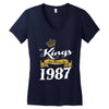kings are born in 1987 Women's V-Neck T-Shirt
