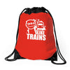 i like trains Drawstring Bags