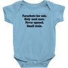 funny t shirt parachute for sale only used once never opened small sta Baby Onesie