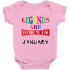 legends are born january Baby Bodysuit