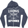 Legends Are Born In September Zipper Hoodie