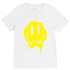 melting acid smiley face V-Neck Tee