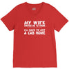 my wife drives me to drink i'll have to get a cab home V-Neck Tee